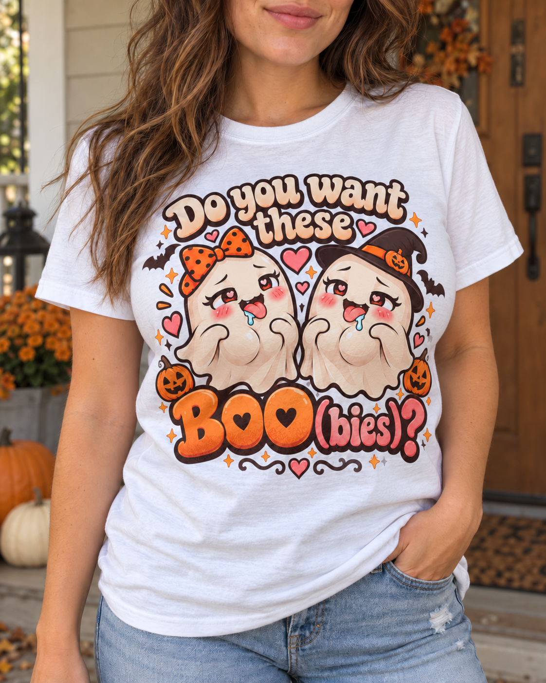 Do You Want Some Boo(bies)? Funny Halloween Graphic Tee